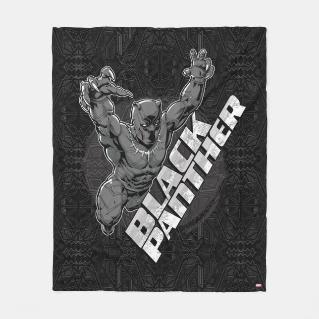 Avengers Classics | Black Panther Leap Badge Fleece Blanket (Front)