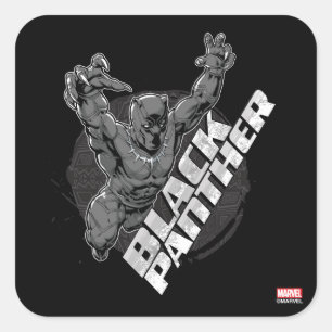 Avengers Classics Black Panther Leap Badge Square Sticker