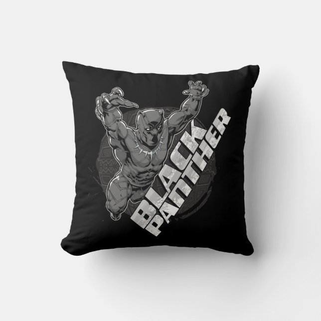 Avengers Classics | Black Panther Leap Badge Throw Pillow (Front)