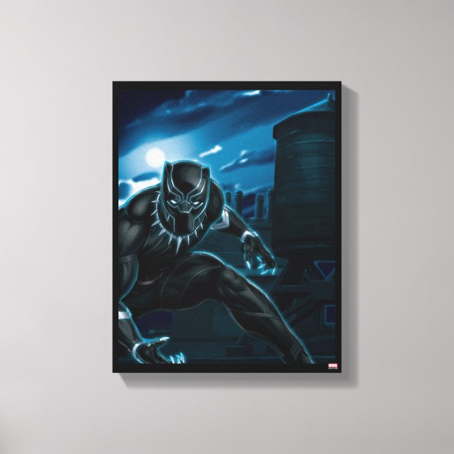 Avengers Classics | Black Panther On Rooftop Canvas Print (Front)