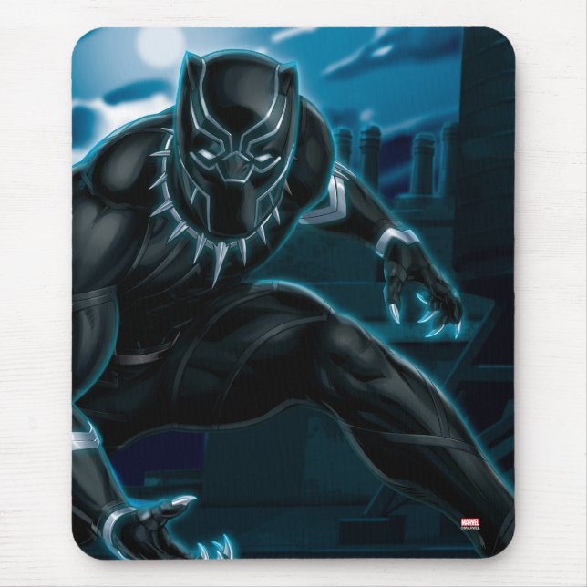 Avengers Classics | Black Panther On Rooftop Mouse Pad (Front)