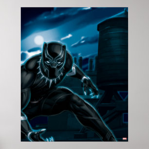 Avengers Classics Black Panther On Rooftop Poster