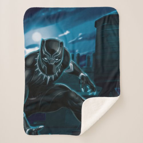 Avengers Classics  Black Panther On Rooftop Sherpa Blanket