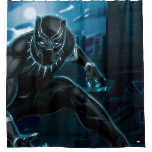 Avengers Classics   Black Panther On Rooftop Shower Curtain