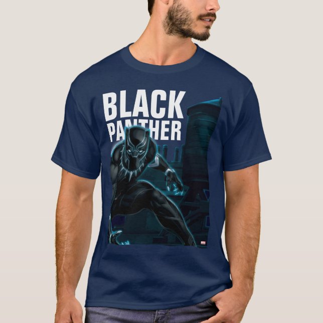 Avengers Classics | Black Panther On Rooftop T-Shirt (Front)