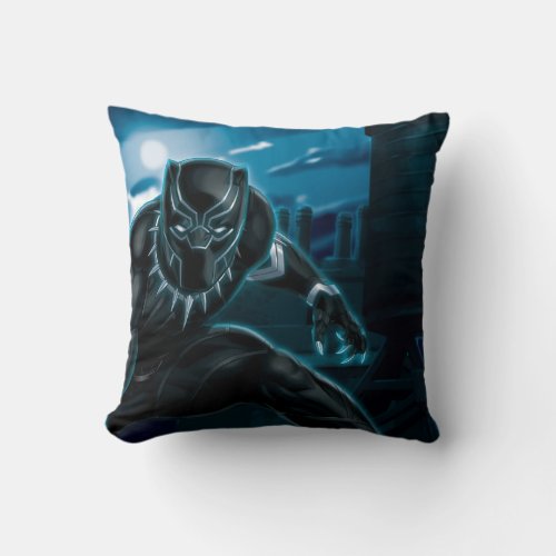 Avengers Classics  Black Panther On Rooftop Throw Pillow