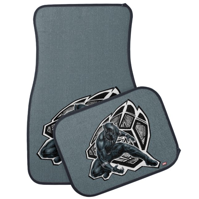 Avengers Classics | Black Panther Paw Badge Car Floor Mat (Set)