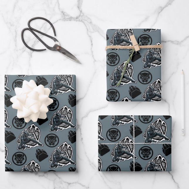 Avengers Classics | Black Panther Paw Badge Wrapping Paper Sheets (Front)