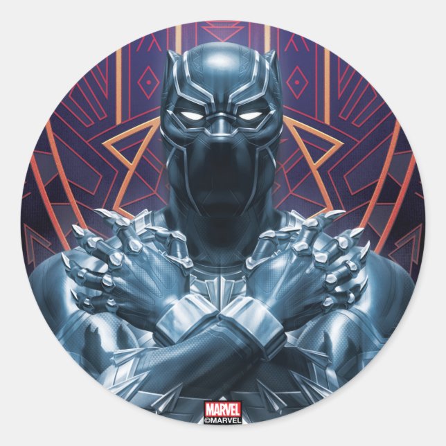 Avengers Classics | Black Panther Salute Classic Round Sticker (Front)