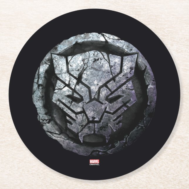 Avengers Classics | Black Panther Stone Emblem Round Paper Coaster (Front)