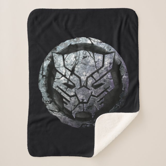 Avengers Classics | Black Panther Stone Emblem Sherpa Blanket (Front)