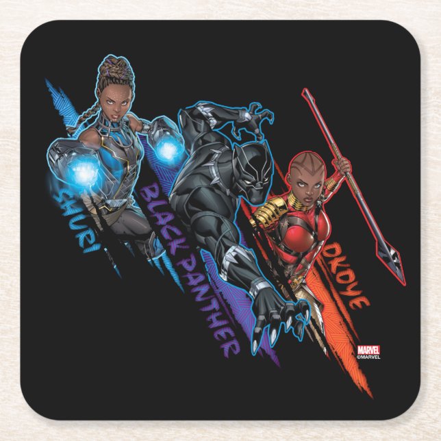 Avengers Classics | Black Panther Team Up Square Paper Coaster (Front)