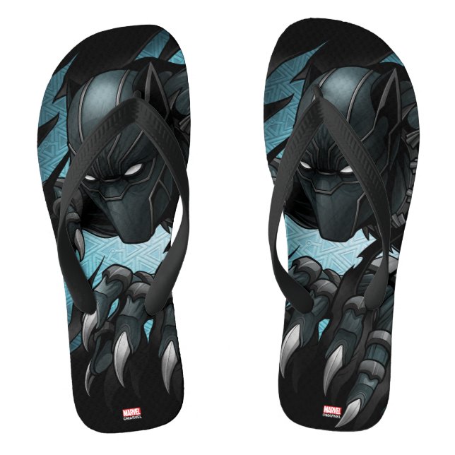 Avengers Classics | Black Panther Tearing Through Flip Flops (Footbed)