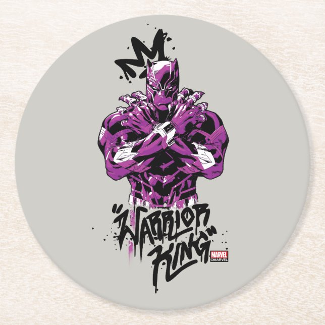Avengers Classics | Black Panther Warrior King Round Paper Coaster (Front)