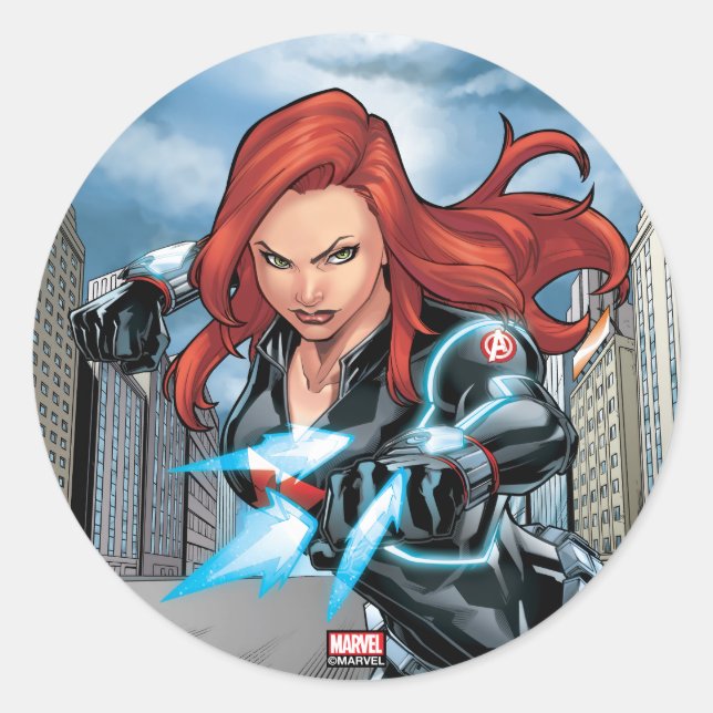 Avengers Classics | Black Widow Attack Classic Round Sticker (Front)