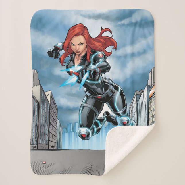 Avengers Classics | Black Widow Attack Sherpa Blanket (Front)