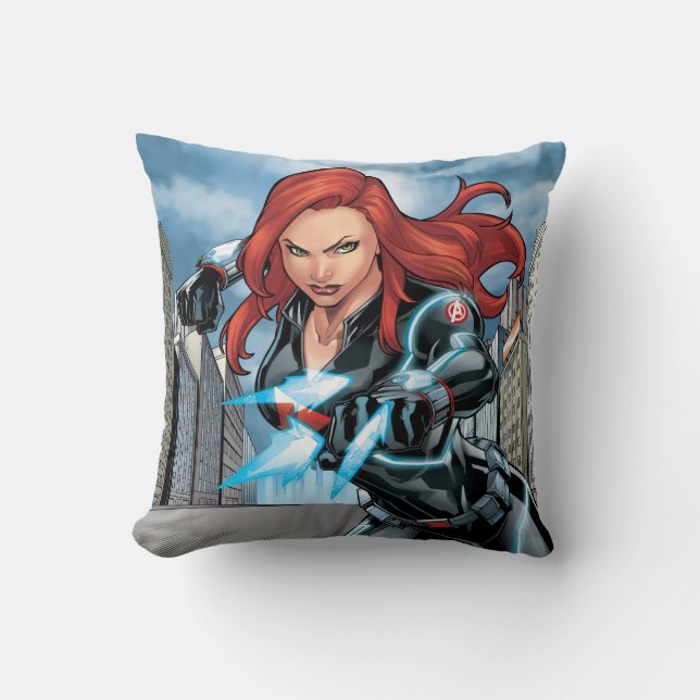 Avengers Classics | Black Widow Attack Throw Pillow (Front)