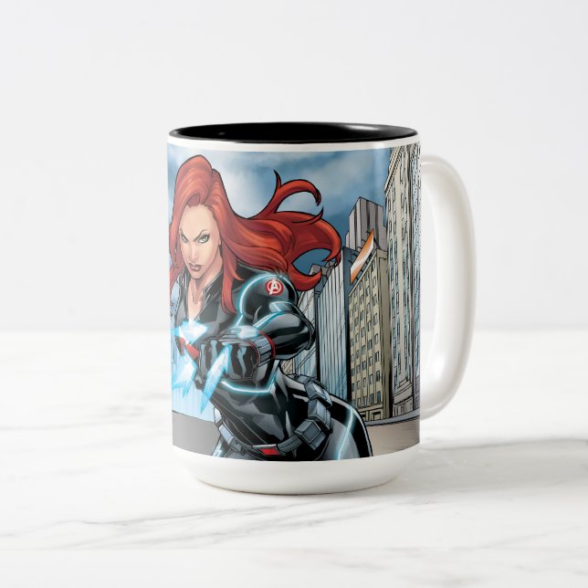 Avengers Classics | Black Widow Attack Two-Tone Coffee Mug (Front Right)
