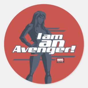 Avengers Classics   Black Widow "I Am" Graphic Classic Round Sticker