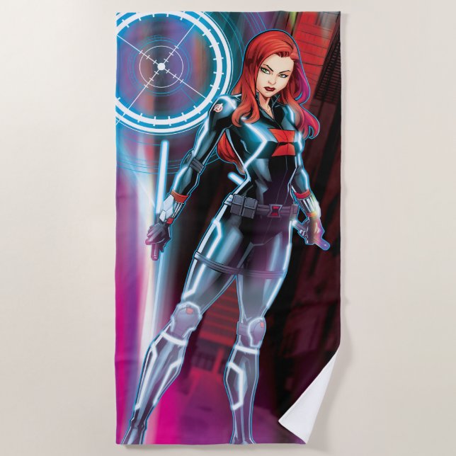 Avengers Classics | Black Widow Neon Glow Beach Towel (Front)