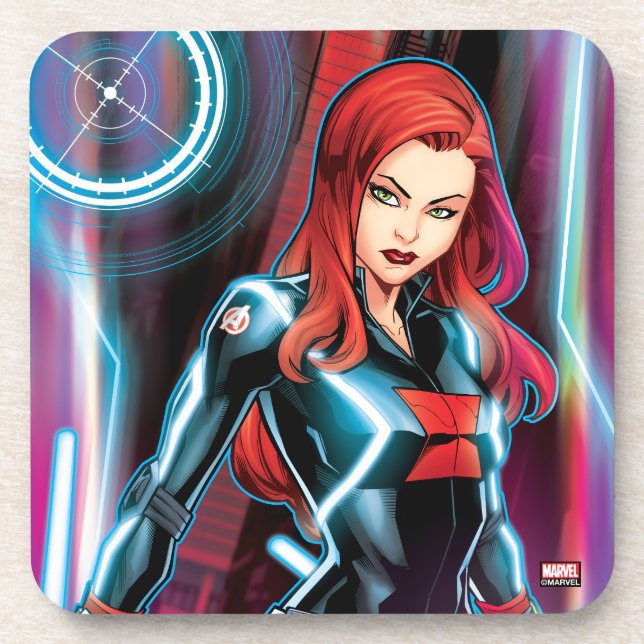 Avengers Classics | Black Widow Neon Glow Beverage Coaster (Front)
