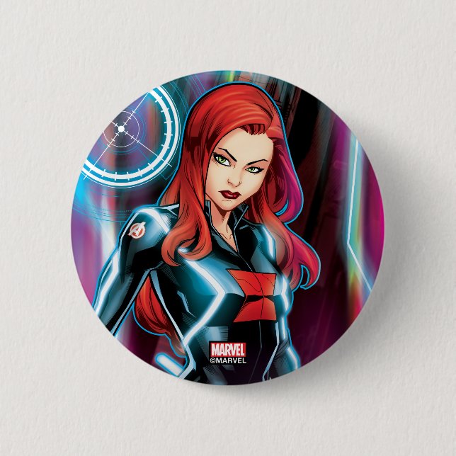 Avengers Classics | Black Widow Neon Glow Button (Front)