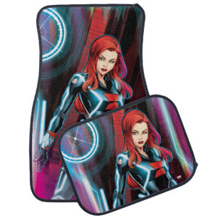 Avengers Classics Black Widow Neon Glow Car Floor Mat