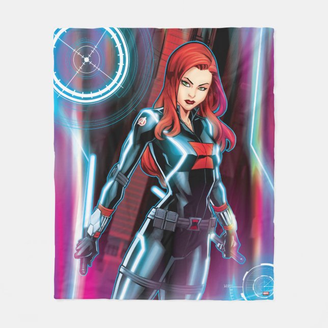 Avengers Classics | Black Widow Neon Glow Fleece Blanket (Front)
