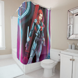 Avengers Classics Black Widow Neon Glow Shower Curtain