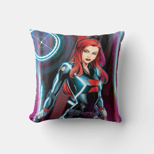 Avengers Classics | Black Widow Neon Glow Throw Pillow (Front)