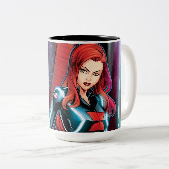 Avengers Classics | Black Widow Neon Glow Two-Tone Coffee Mug (Front Right)