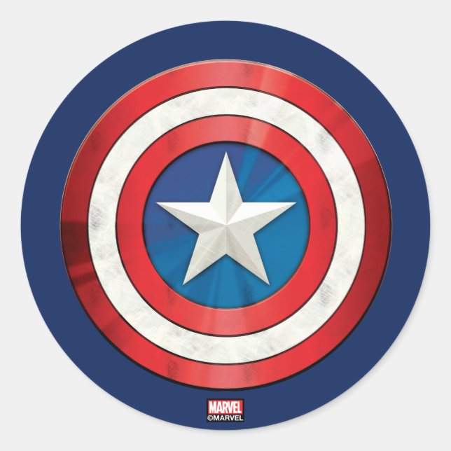 Avengers Classics | Captain America Brushed Shield Classic Round Sticker (Front)