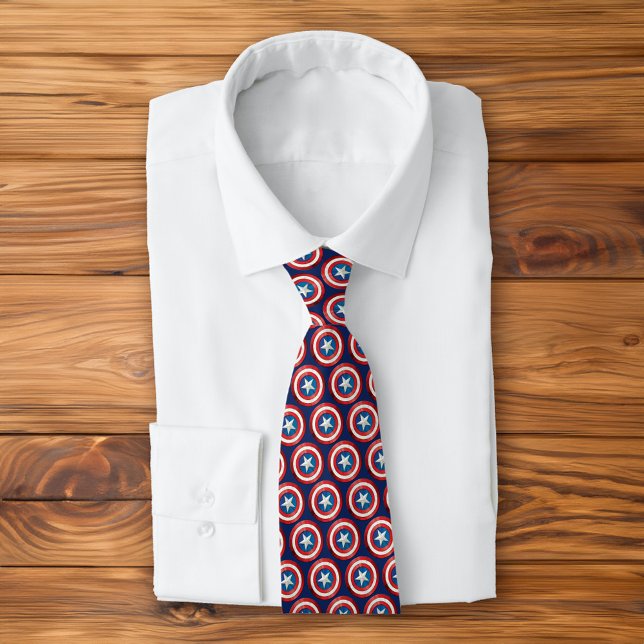 Avengers Classics | Captain America Brushed Shield Neck Tie (Tie on shirt)