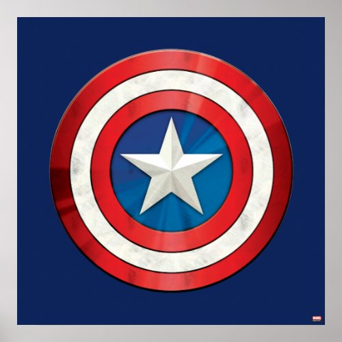 Avengers Classics | Captain America Brushed Shield Poster - Check out this brushed metal textured graphic of Captain America's shield.