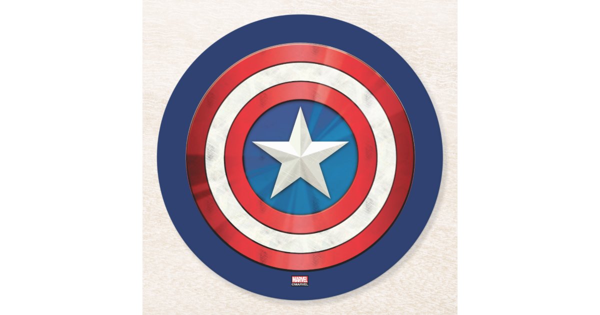 Avengers Classics Captain America Brushed Shield Round Paper Coaster Zazzle Com