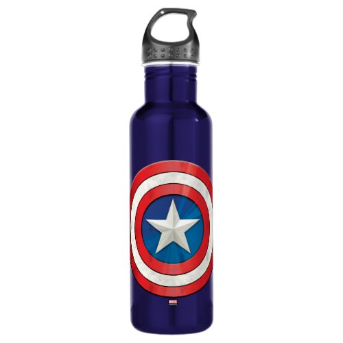 Avengers Classics | Captain America Brushed Shield Stainless Steel Water Bottle - Check out this brushed metal textured graphic of Captain America's shield.