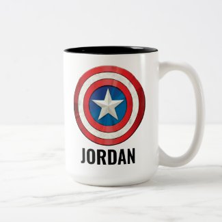 Personalized Avengers Classics  Captain America Brushed Shield Two-Tone Coffee Mug
