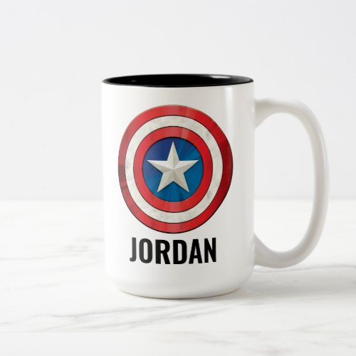 Avengers Classics | Captain America Brushed Shield Two-Tone Coffee Mug - Check out this brushed metal textured graphic of Captain America's shield.