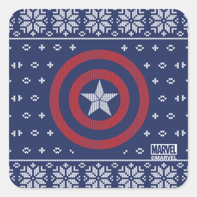 Avengers Classics | Captain America Knit Graphic Square Sticker (Front)