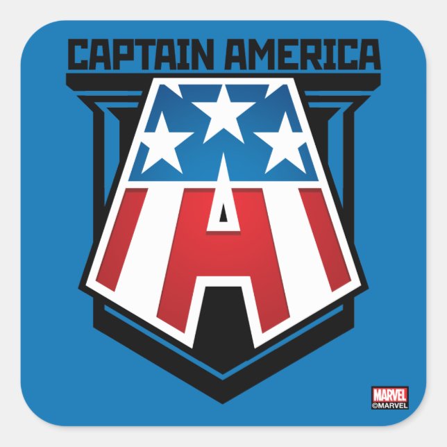 Avengers Classics | Captain America Patriotic Icon Square Sticker (Front)