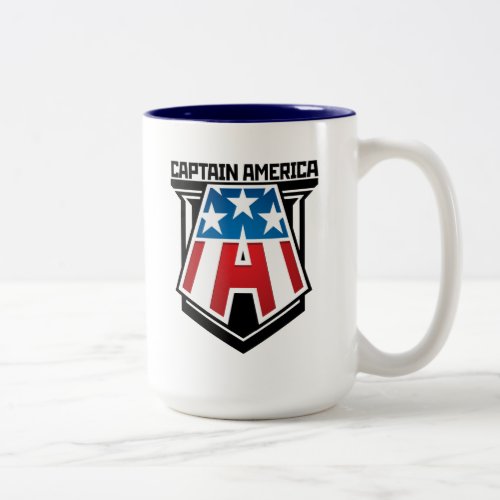 Avengers Classics | Captain America Patriotic Icon Two-Tone Coffee Mug - Check out this giant letter A icon for Captain America, decorated to resemble the American Flag.