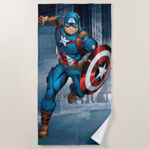 Avengers Classics   Captain America Runs Forward Beach Towel