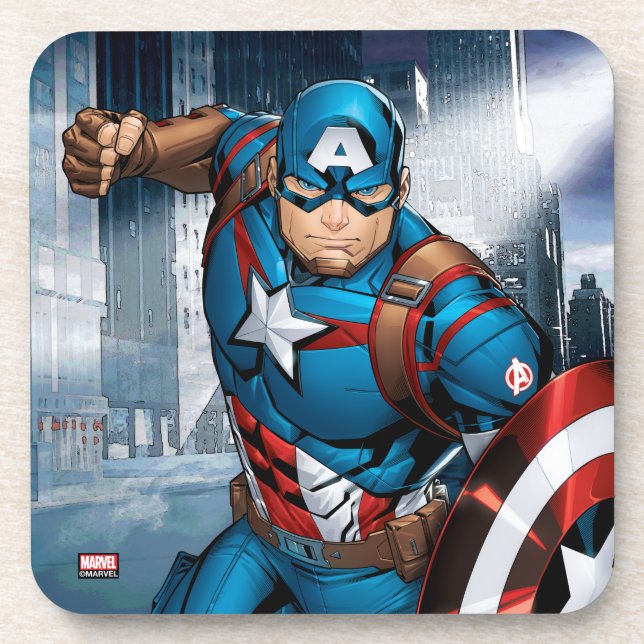 Avengers Classics | Captain America Runs Forward Beverage Coaster (Front)