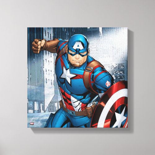 Avengers Classics  Captain America Runs Forward Canvas Print