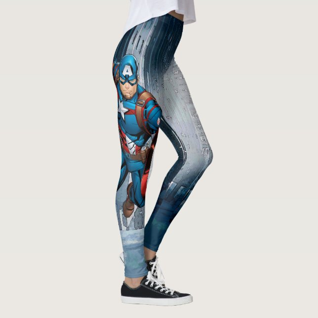 Avengers Classics | Captain America Runs Forward Leggings (Right)