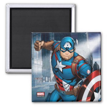 Avengers Classics | Captain America Runs Forward Magnet by avengersclassics at Zazzle