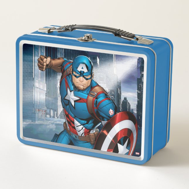 Avengers Classics | Captain America Runs Forward Metal Lunch Box (Front)