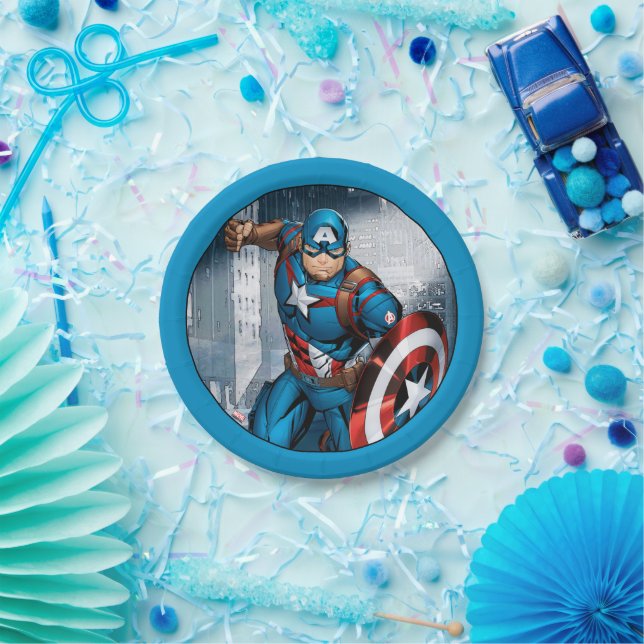 Avengers Classics | Captain America Runs Forward Paper Plates (Party)