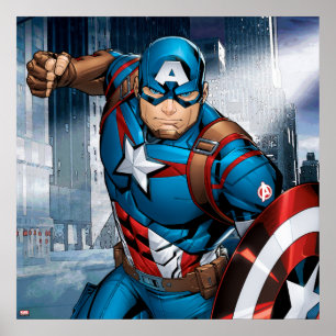 Avengers Classics Captain America Runs Forward Poster