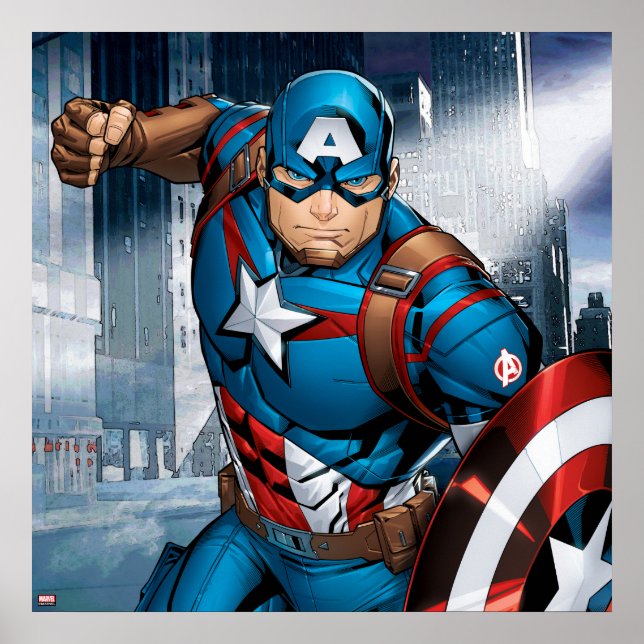Avengers Classics | Captain America Runs Forward Poster (Front)